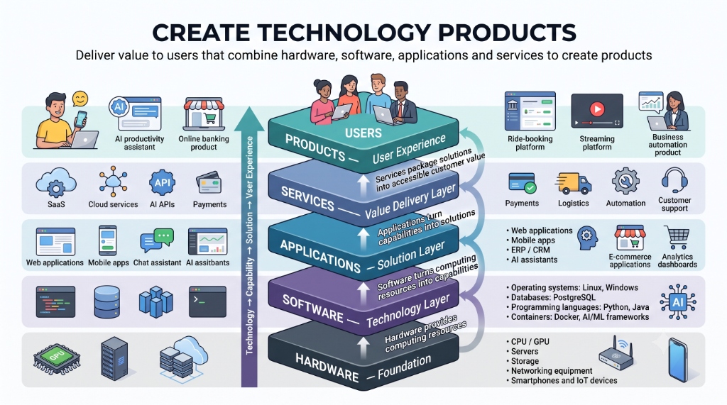 Create Technology Products: Technology to User Experience Stack